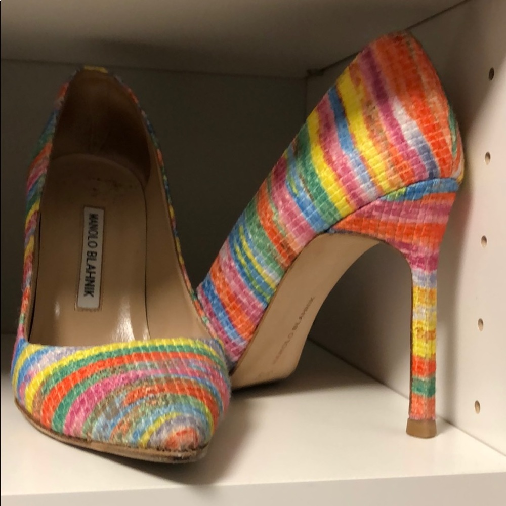 MANOLO BLAHNIK MULTI COLORED HIGH HEAL